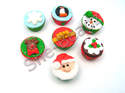 Fimo Christmas Mix Cupcake Charm Beads Pk 7