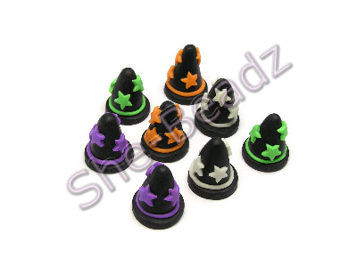 Fimo Witches Hat Charms Mini With Stars Pk 8