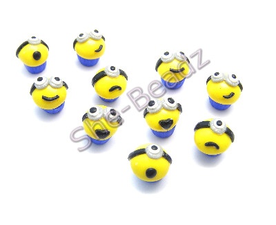 Fimo Minion Cupcake Charm Beads Mini Pk 10