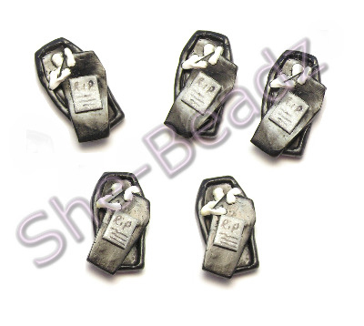 Fimo Creepy Coffin Charm Pendant Pk 5