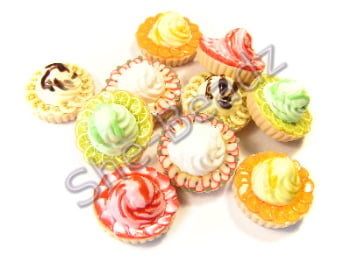 Fimo Fruit Flan Mini Charms Pk 10