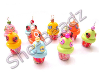 Fimo Butterfly & Ladybird Cupcake Charms Pk 10