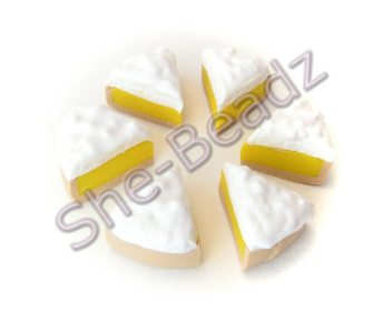 Fimo Lemon Meringue Slice Charm Beads Mini Pk 6