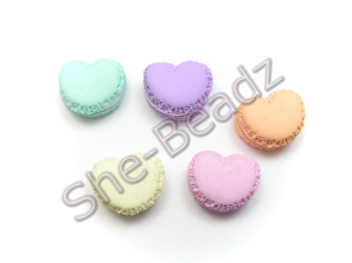 Fimo Heart Macaroon Charm Beads Mini Pk 10
