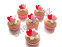 Fimo Valentine Cupcake Charm Pendants with Heart Tops Pk 5