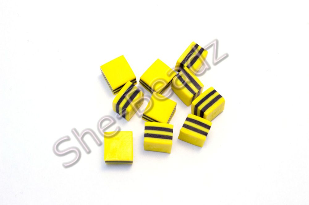 Fimo Liquorice Allsort Square Charm Beads Yellow, Black & Yellow Pk 20