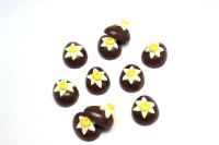 Fimo Chocolate Easter Egg Charm Beads with Daffodil decorations Pk 10