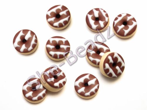 Fimo Tiny Chocolate Party Ring Charm Beads Pk 10