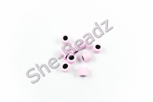 Fimo Liquorice Allsort Round Charm Beads Light Pink & Black