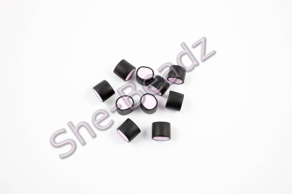 Fimo Liquorice Allsort Round Charm Beads Black & Light Pink Pk 20