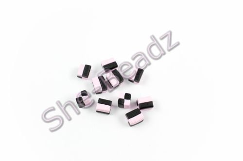 Fimo Chequered Liquorice Allsort Charm Beads Black & Light Pink