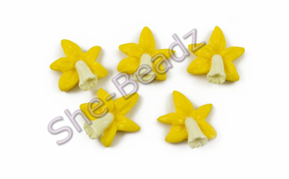 Fimo Daffodil Flat Back Charms Pk 10