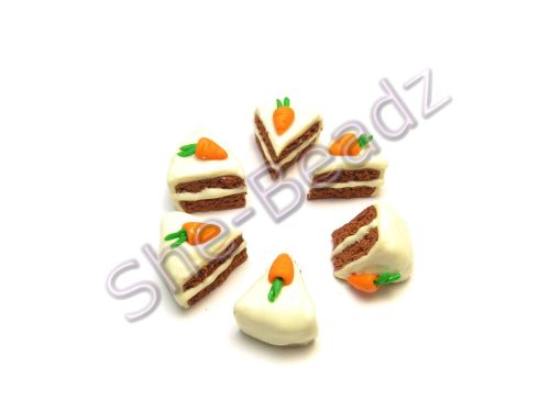 Fimo Carrot Cake Slice Charm Beads Mini Pk 6