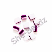 Fimo Liquorice Allsort Square Charm Beads Light Pink, Magenta & Black Pk 20