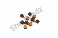 Fimo Liquorice Allsort Round Charm Beads Black & Orange Pk 20