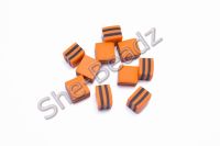 Fimo Liquorice Allsort Square Charm Beads Orange, Black & Orange Pk 20