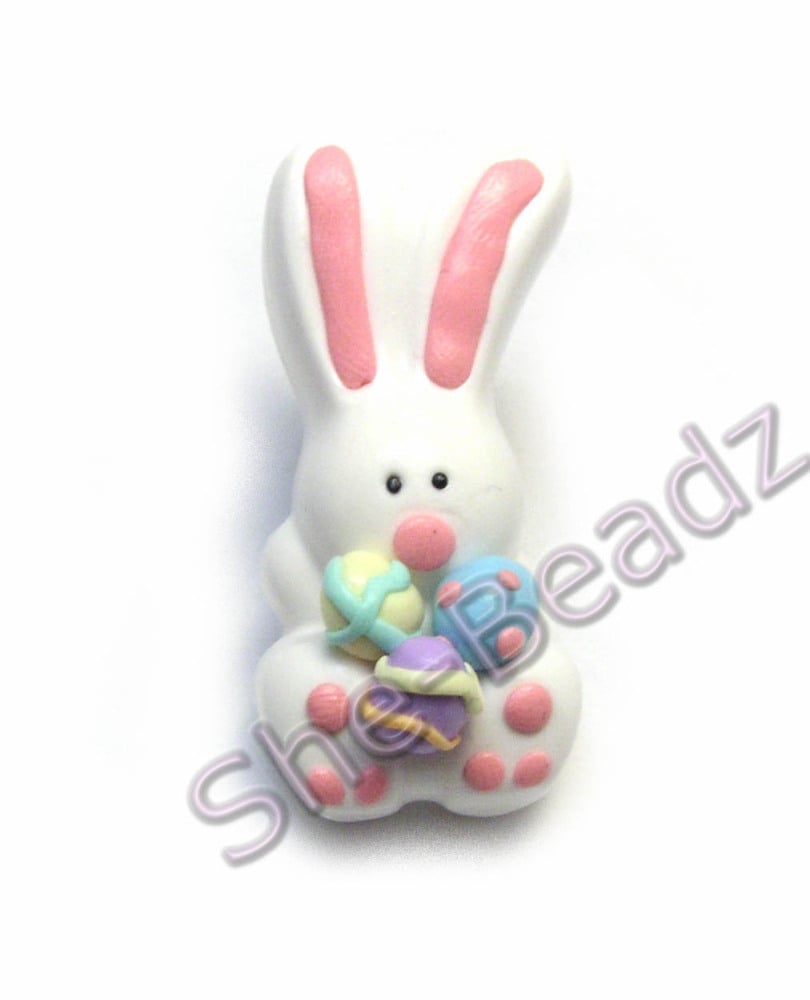 Fimo White Easter Bunny With Eggs Pk 1