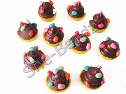Fimo Large Easter Cupcake Charm Beads Pk 10