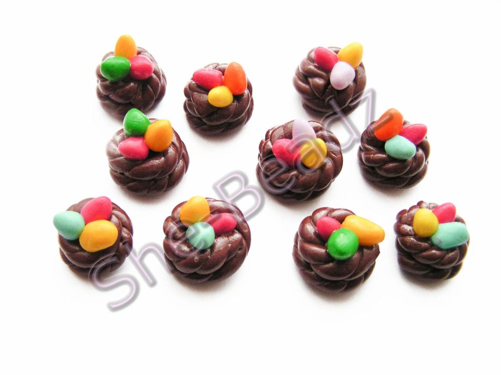 Fimo Easter Egg Nest beads Pk 10