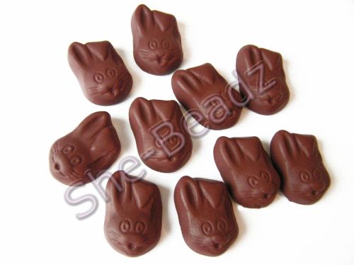 Fimo Chocolate Easter Bunny Charm Beads Pk 10