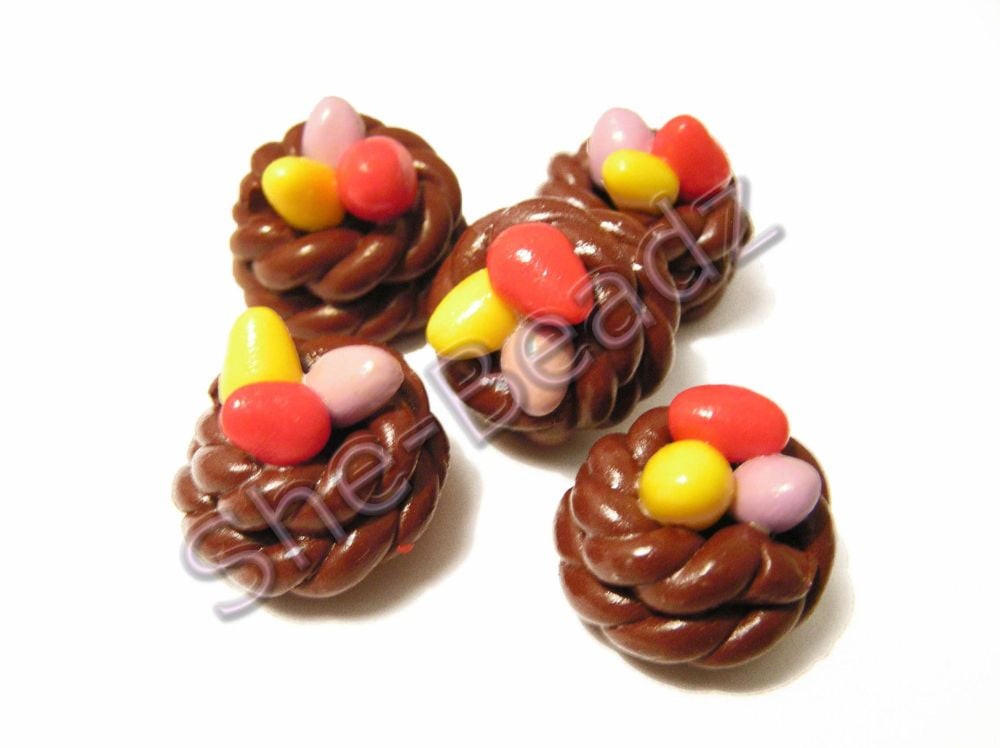 Fimo Easter Egg Nest beads Large Pk 10