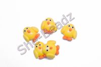 Fimo Easter Chick Flat Back Charm Beads Pk 10