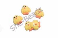 Fimo Fluffy Easter Chick Flat Back Charm Beads Pk 10