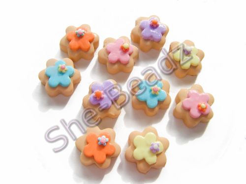Fimo Empire Flower Biscuit Charm Beads Pk 10