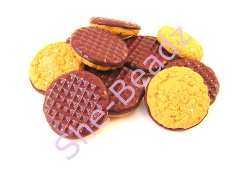 Fimo Mini Chocolate Hobnob Biscuit Charm Beads Pk 10