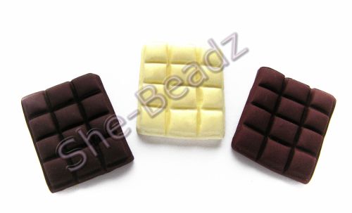 Fimo Chocolate Bar Charm Pendants Pk 6