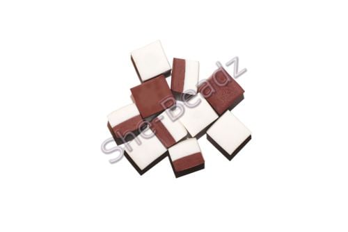 Fimo Dolly Mixture Square Charm Beads Brown Pk 20