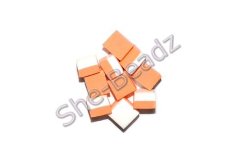 Fimo Dolly Mixture Square Charm Beads Orange Pk 20