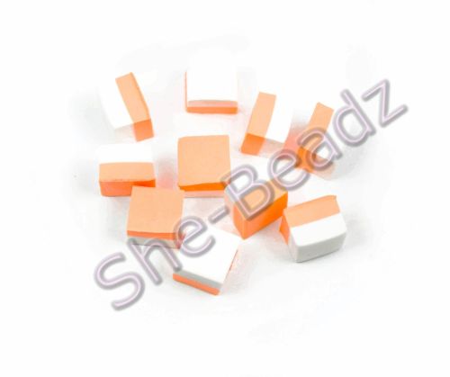Fimo Dolly Mixture Square Charm Beads Pastel Orange Pk 20
