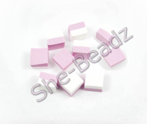 Fimo Dolly Mixture Square Charm Beads Pastel Pink Pk 20