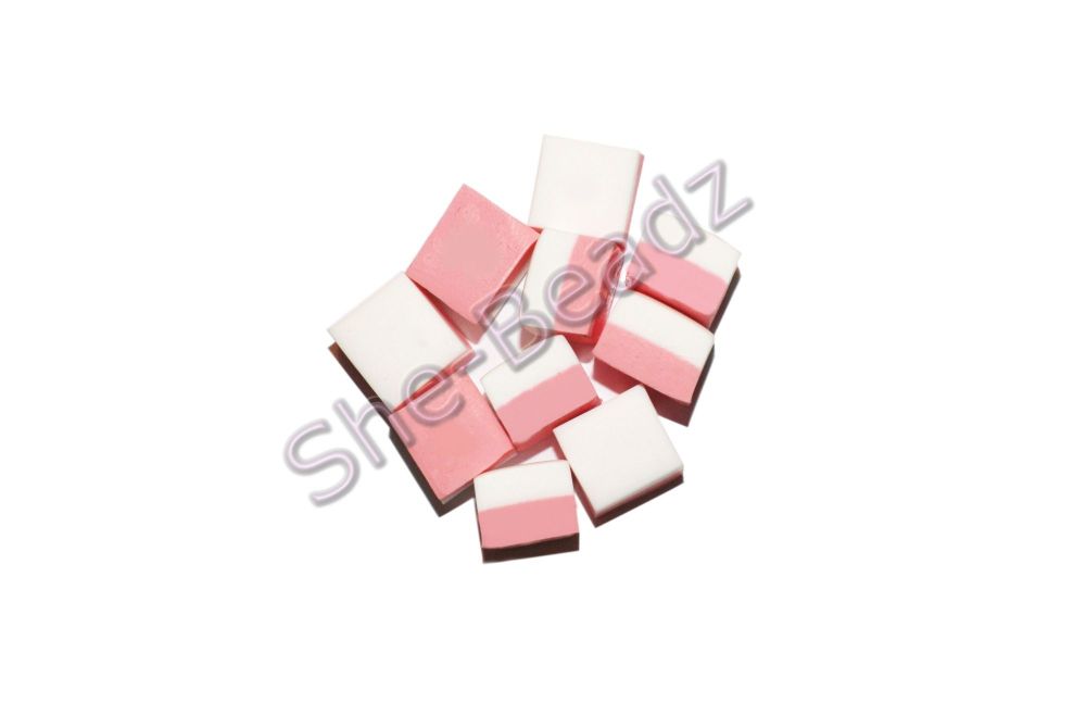 Fimo Dolly Mixture Square Charm Beads Pink Pk 20