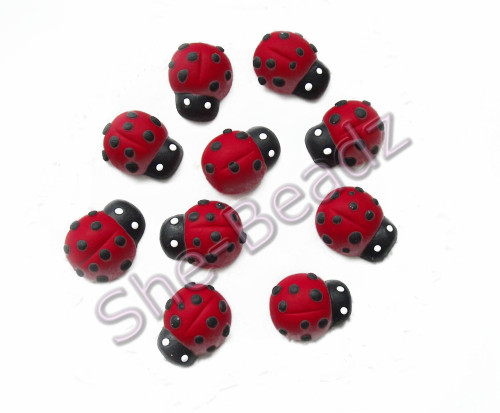 Fimo Ladybird Charm Beads Pk 10