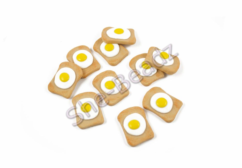 Fimo Large Egg On Toast Charms Pk 10