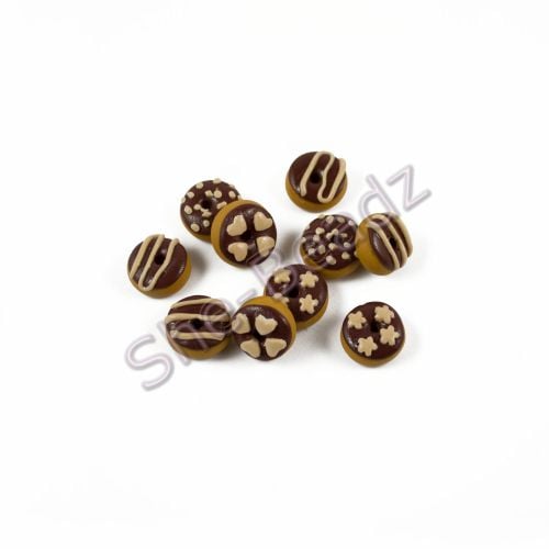Fimo Tiny Chocolate Donut Charm Beads Pk 10