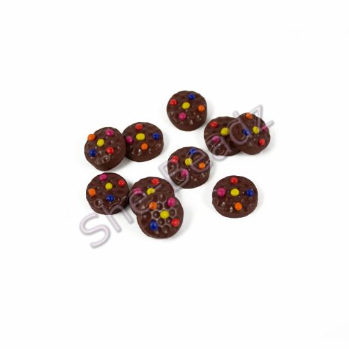 Fimo Tiny Chocolate Smartie Cookie Charm Beads Pk 10
