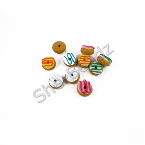 Fimo Tiny Iced Donut Charm Beads Pk 10