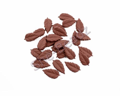 Fimo Elm Leaf Charm Pendants (Dark Brown) Pk 20