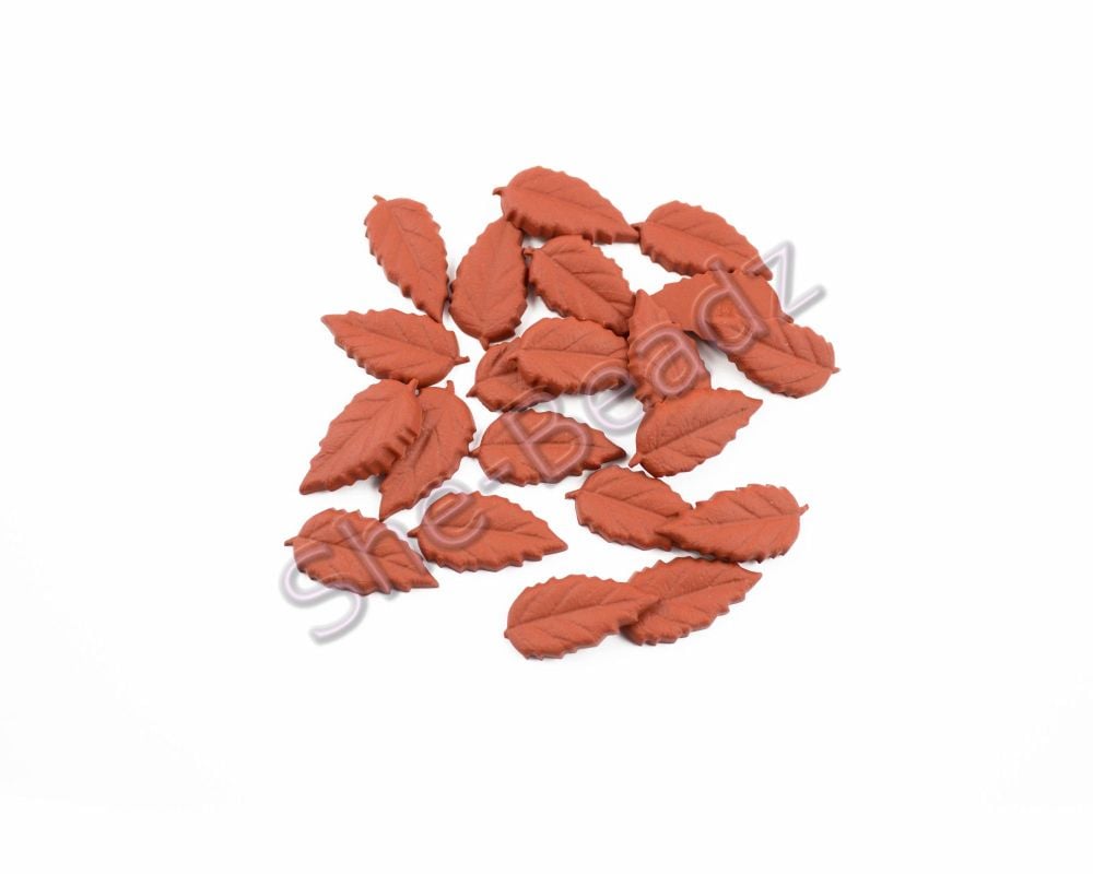 Fimo Elm Leaf Charm Pendants (Terracotta) Pk 20