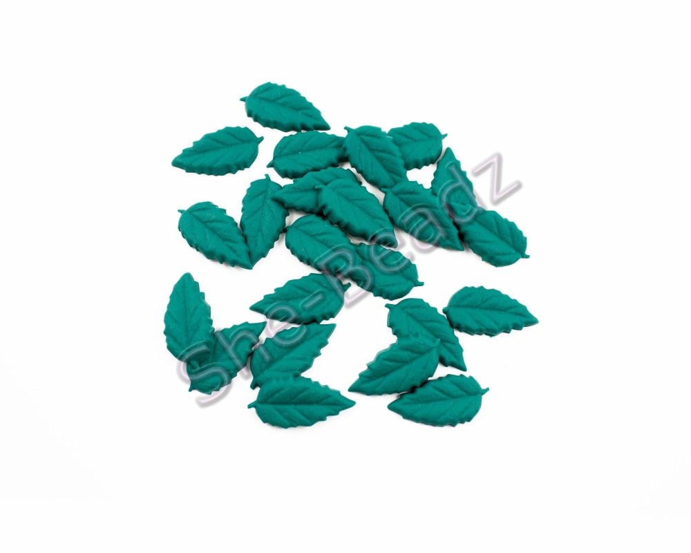 Fimo Elm Leaf Charm Pendants (Teal) Pk 20