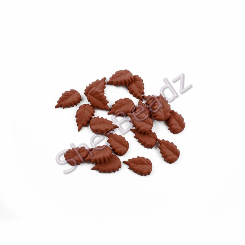 Fimo Elm Leaf Charm Beads (Terracotta) Pk 50