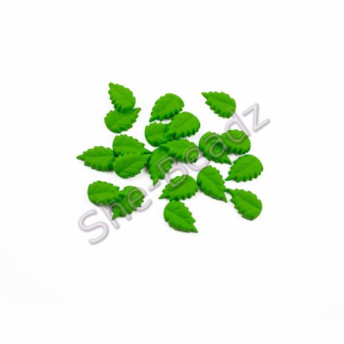 Fimo Elm Leaf Charm Beads (Apple Green) Pk 50