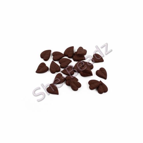 Fimo Cordate Leaf Charm Beads (Dark Brown) Pk 50