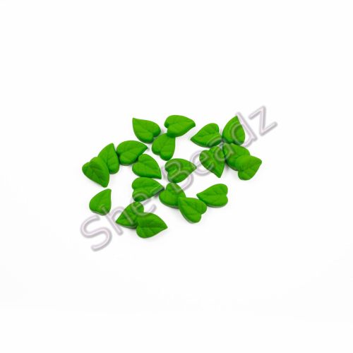 Fimo Cordate Leaf Charm Beads (Apple Green) Pk 50