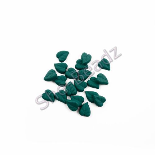 Fimo Cordate Leaf Charm Beads (Teal) Pk 50