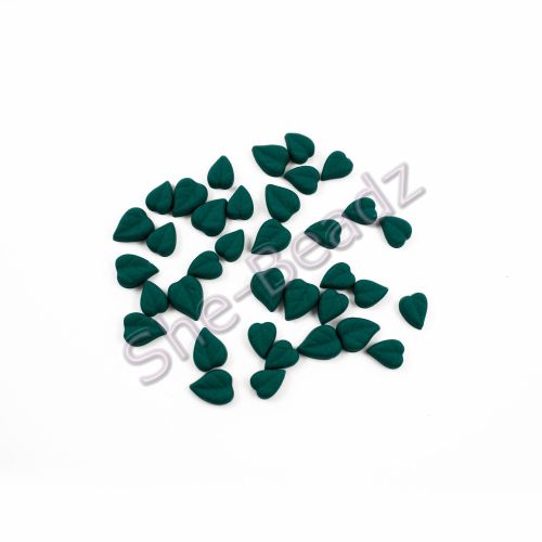 Fimo CordateLeaf Charm Beads (Teal) Mixed Pk 50