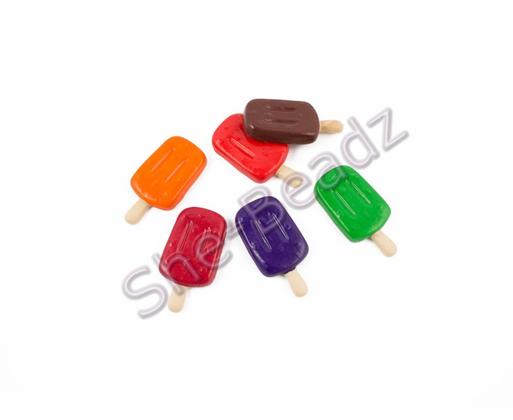 Fimo Fruit Split Lolly Charm Beads Pk 12